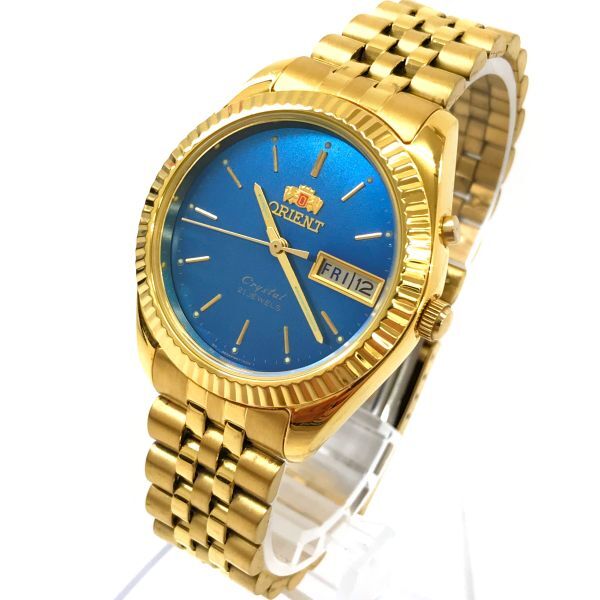美品 ORIENT オリエント Crystal クリスタル 腕時計 469KN6-70 CA 自動巻き 機械式 オートマ ラウンド ゴールド 21石 ヴィンテージ 動作OKの画像3