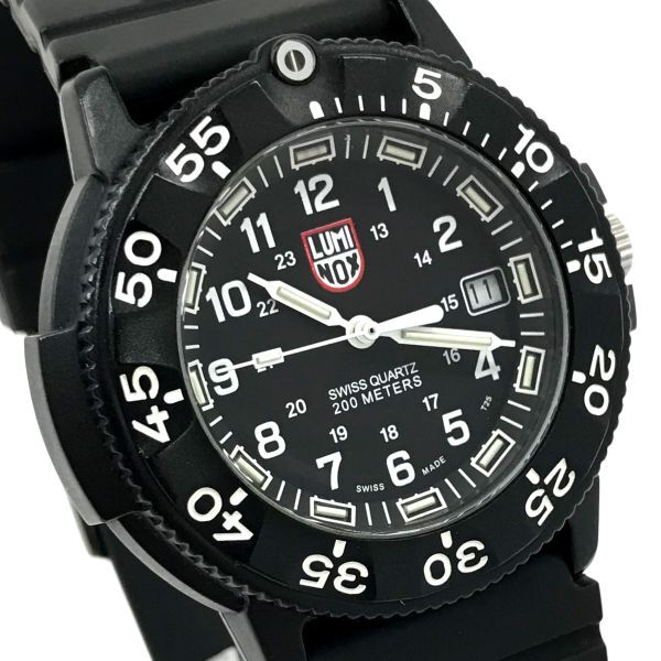 美品 LUMINOX ルミノックス 腕時計 クオーツ NAVY SEALS ネイビーシールズ SERIES 3000/3900 アナログ ブラック カレンダー 動作確認済の画像1