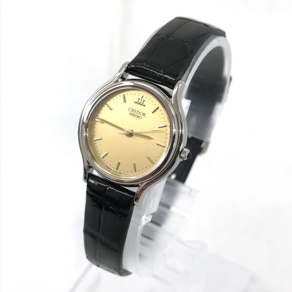 新品 SEIKO セイコー CREDOR クレドール 腕時計 4J81-0A40 クオーツ ヴィンテージ コレクション ゴールド レザー シンプル 新品電池 動作OKの画像2