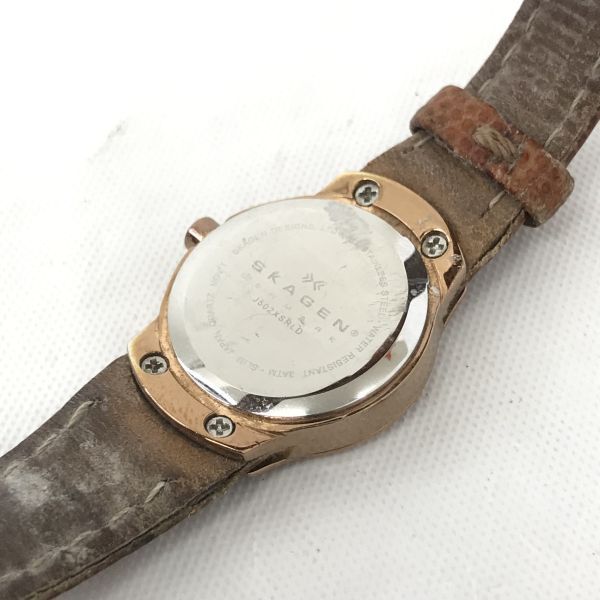 SKAGEN スカーゲン 腕時計 クオーツ シェル ラインストーン シンプル コレクション おしゃれ 2針 ラウンド アナログ 電池交換済 動作確認済の画像5