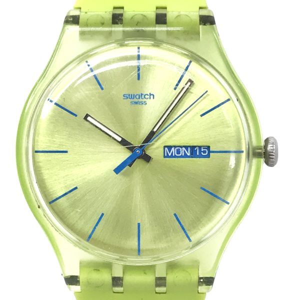 Swatch スウォッチ LIME REBEL 腕時計 SUOG702 クオーツ コレクション コレクター おしゃれ ライム グリーン シンプル カレンダー ラバーの画像1