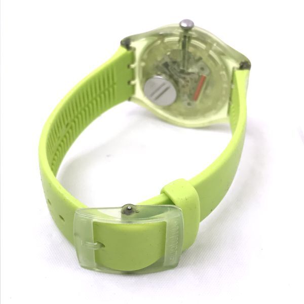 Swatch スウォッチ LIME REBEL 腕時計 SUOG702 クオーツ コレクション コレクター おしゃれ ライム グリーン シンプル カレンダー ラバーの画像4