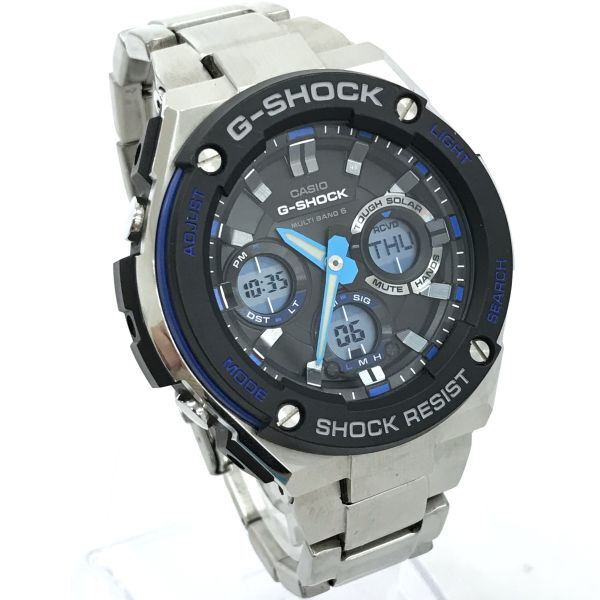 CASIO カシオ G-SHOCK ジーショック G-STEEL 腕時計 GST-W100D-1A2JF 電波ソーラー ラウンド マルチバンド6 ブラック シルバー 動作確認済の画像4