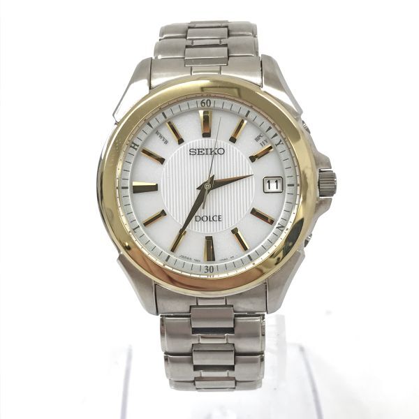 SEIKO Seiko DOLCE Dolce wristwatch 7B24-0AG0 radio wave solar Gold silver titanium calendar collection light weight light operation verification settled 