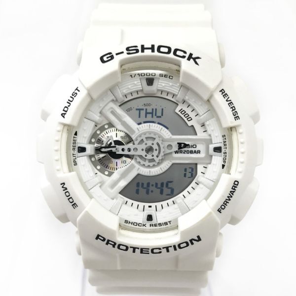 美品 CASIO カシオ G-SHOCK ジーショック 腕時計 GA-110MW-7A クオーツ アナデジ ラウンド ホワイト コレクション 箱付 動作確認済みの画像2