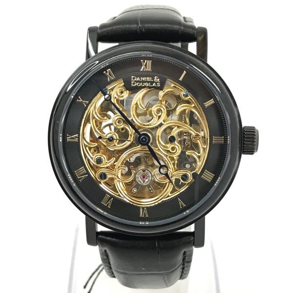  новый товар DANIEL&DOUGLAS Daniel &da стакан наручные часы DD8805-GP самозаводящиеся часы автоматический автоматический механический завод Gold черный каркас работа OK