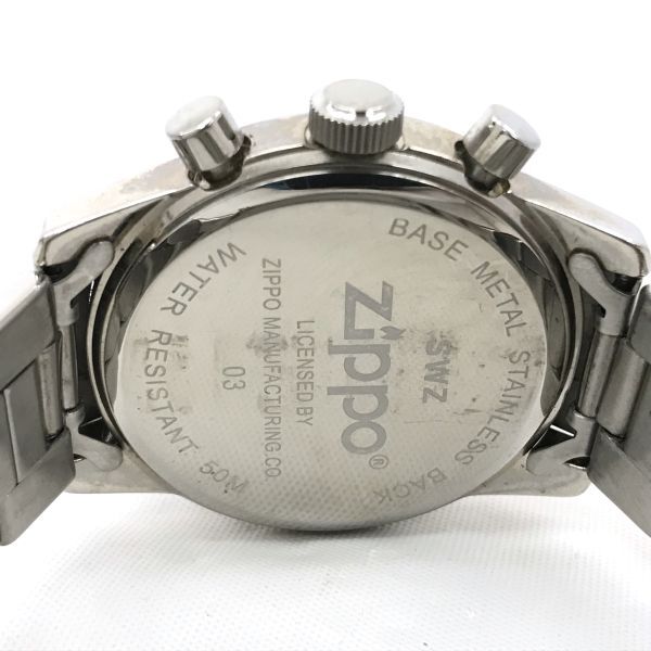Zippo ジッポー 腕時計 クオーツ ラウンド クロノグラフ ブラック 格好良い おしゃれ アナログ コレクション 黒 新品電池交換済 動作確認済の画像5