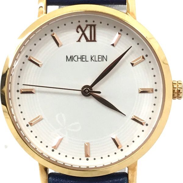 美品 MICHELKLEIN ミッシェルクラン 腕時計 VJ21-KEZ0 クオーツ アナログ ラウンド ホワイト ブルー レディース 電池交換済み 動作確認済みの画像1