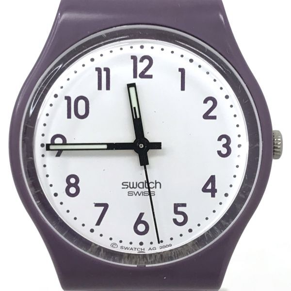 Swatch スウォッチ 腕時計 GV122 クオーツ コレクション おしゃれ パープル 紫 シンプル コレクション アナログ 電池交換済 動作確認済の画像1