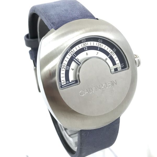 Calvin Klein カルバンクライン CK Glimpse 腕時計 鉄仮面 K9M311 クオーツ アナログ ラウンド シルバー ブルー 電池交換済み 動作確認済みの画像4