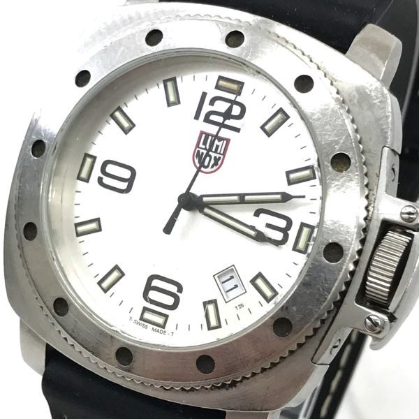 LUMINOX ルミノックス Series 1700 腕時計 クオーツ アナログ ラウンド スクエア シルバー ブラック ウォッチ カレンダー 10気圧防水_画像1