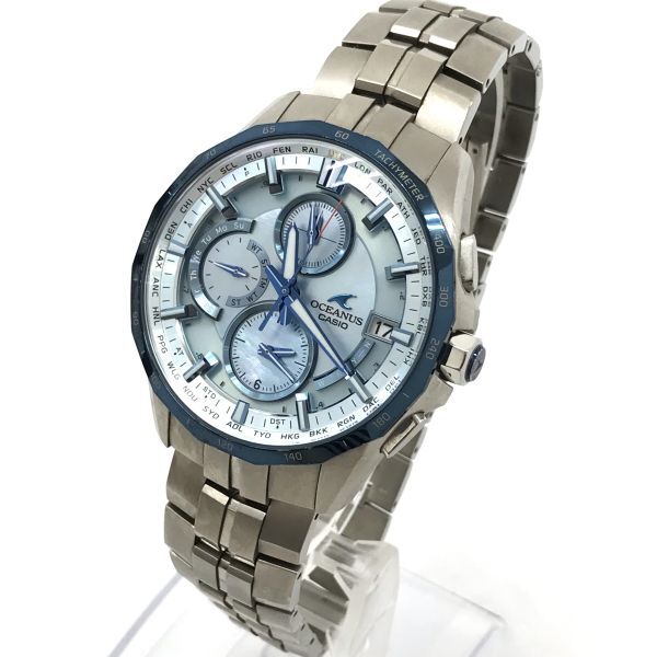 美品 CASIO カシオ OCEANUS オシアナス マンタ 腕時計 OCW-S3000P-2A 電波ソーラー ラウンド TITANIUM チタン マルチバンド6 箱付 動作OKの画像3