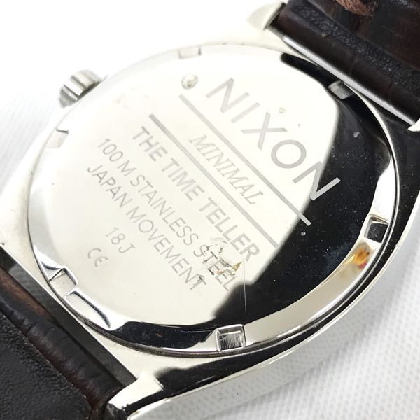 NIXON ニクソン THE TIME TELLER タイムテラー 腕時計 クオーツ アナログ ラウンド ネイビー ブラウン 箱付き 電池交換済み 動作確認済みの画像6