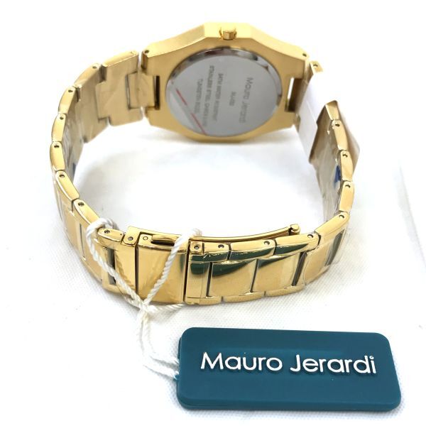 新品 Mauro Jerardi マウロジェラルディ 腕時計 MJ032-5 ソーラー 天然ダイヤモンド カレンダー ゴールド ブラック コレクション 動作OK 。_画像4