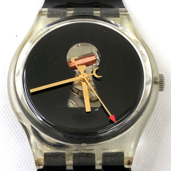Swatch スウォッチ PORTE JARTELLES 腕時計 GK316 クオーツ コレクション 個性的 おしゃれ スケルトン ブラック 電池交換済 動作確認済の画像1