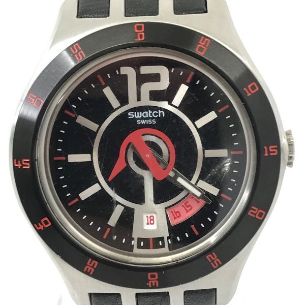 Swatch スウォッチ IRONY アイロニー IN A VIBRANT MODE 腕時計 YTS402 クオーツ コレクション 格好良い ブラック レッド 新品電池 動作OK