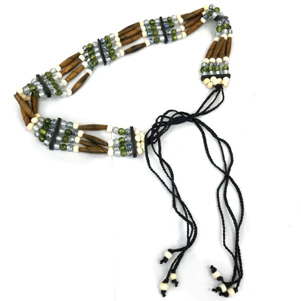  new goods unused goods belt accessory bohemi Anne wood beads Asian taste Brown miscellaneous goods fashion accessories beads small of the back volume stylish 
