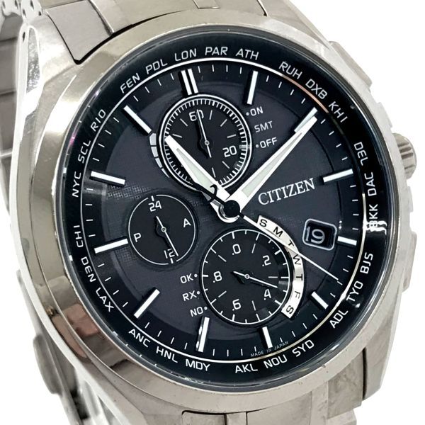 CITIZEN シチズン ATTESA アテッサ Eco-Drive エコドライブ 腕時計 AT8040-57E 電波ソーラー クロノグラフ カレンダー チタン 動作確認済みの画像1