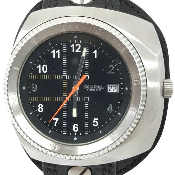 DIESEL ディーゼル 腕時計 DZ4047 クオーツ アナログ ラウンド スクエア クッション ブラック 10気圧防水 新品電池交換済み 動作確認済み_画像1