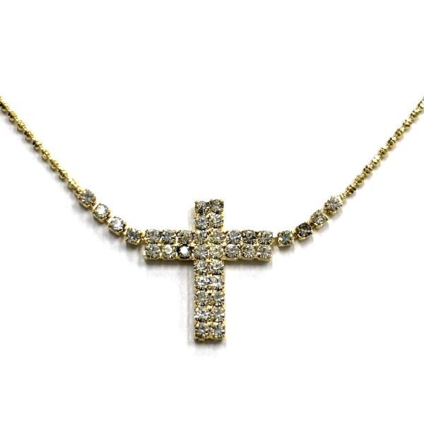 新品 未使用品 AZZURRI アズーリ ネックレス 十字架 ゴールド アクセサリー ペンダント 首飾り 雑貨 ファッション 小物 ラインストーンの画像1