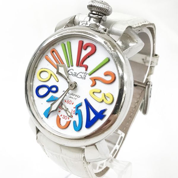 GaGaMILANO ガガミラノ MM 48 マヌアーレ 腕時計 N.26153 手巻き アナログ ラウンド ホワイト スモールセコンド コレクション 動作確認済みの画像3