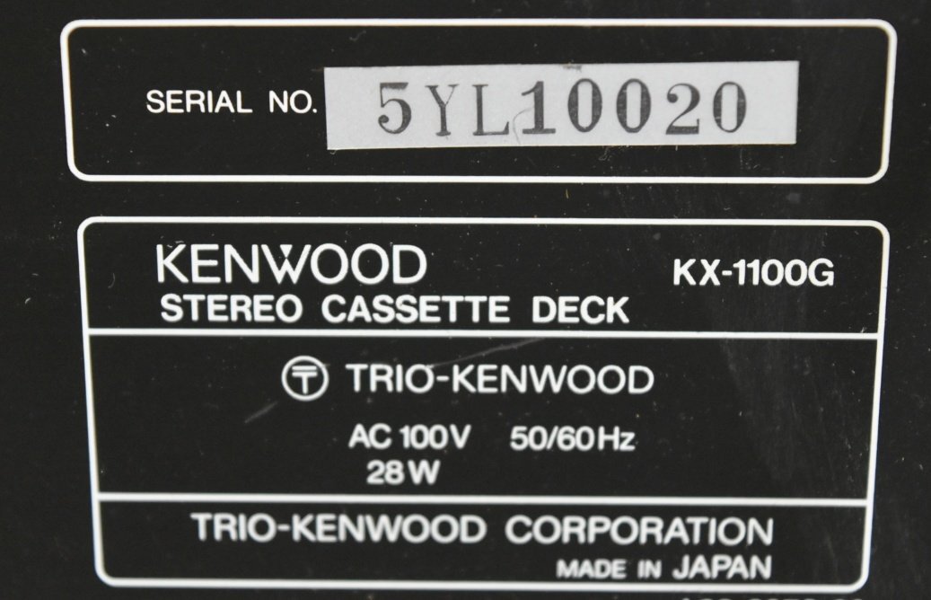 K●【中古】KENWOOD KX-1100G カセットデッキ ケンウッド
