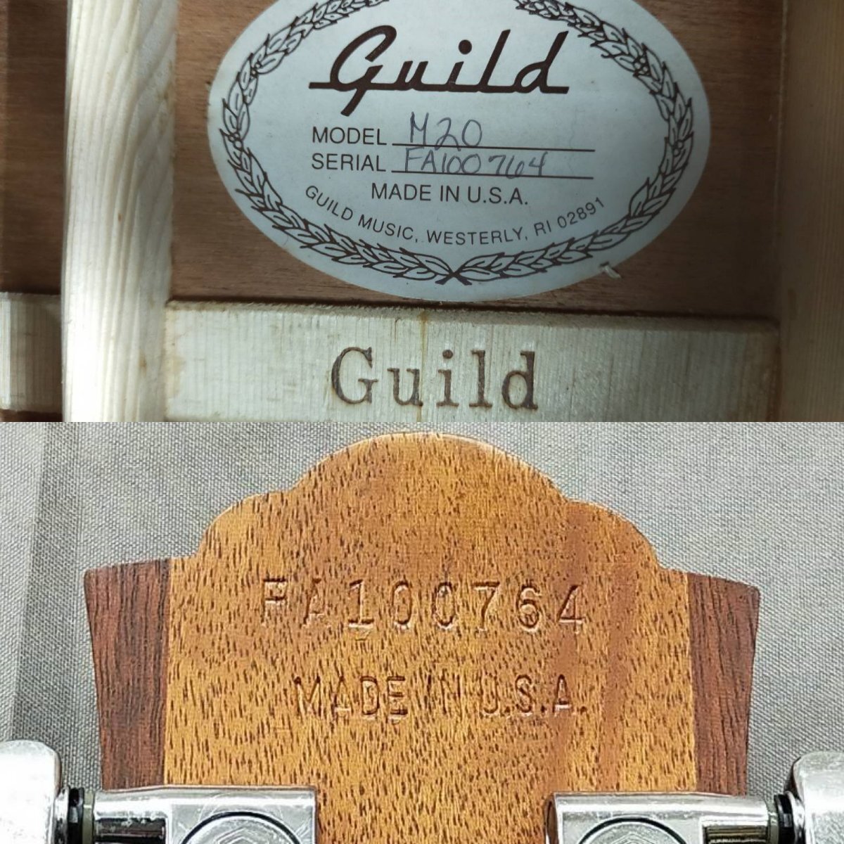 T7619＊【中古】Guild ギルド M-20 アコースティックギター ハードケース付きの画像8