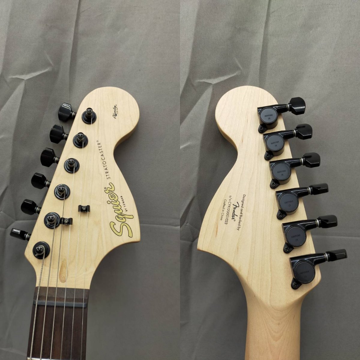 T7742＊【中古】Squier by Fender スクワイヤー フェンダー STRATCASTER エレキギター ソフトケース付の画像3