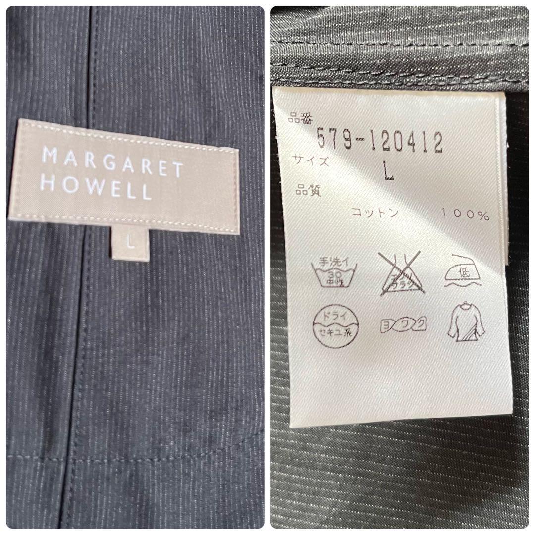 1円スタート！春夏の定番 サイズL マーガレットハウエル MARGARET HOWELL 美品 薄手 コットン ピンストライプ テーラードジャケットの画像10