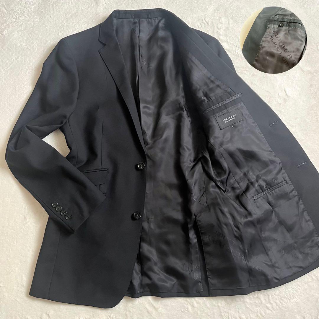 1円スタート！希少サイズXL/極美品 バーバリーブラックレーベル BURBERRY BLACK LABEL 裏地ロゴ テーラードジャケット 2B 冠婚葬祭_画像1