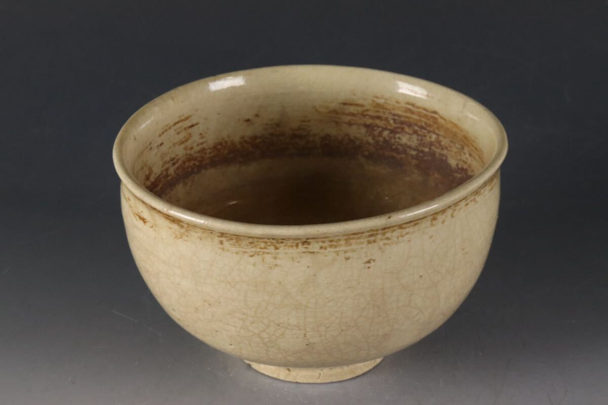 李朝時代 高麗茶碗 半使茶碗 玉子手茶碗 時代箱 a404の画像6