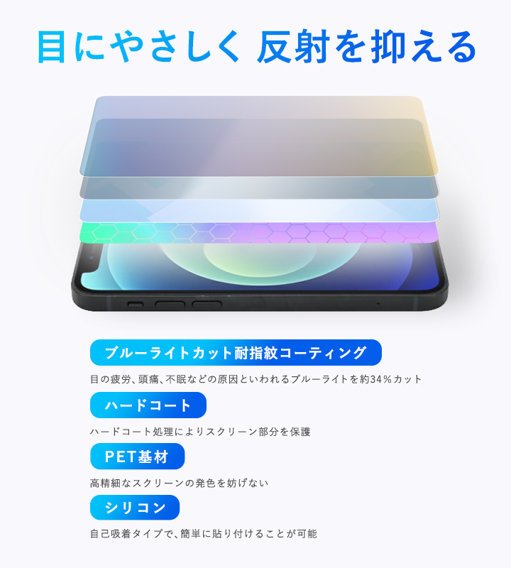 ZTE Libero 5G III A202ZT 保護 フィルム OverLay Eye Protector 低反射 for リベロ 5G スリー 液晶保護 ブルーライトカット 反射防止_画像3