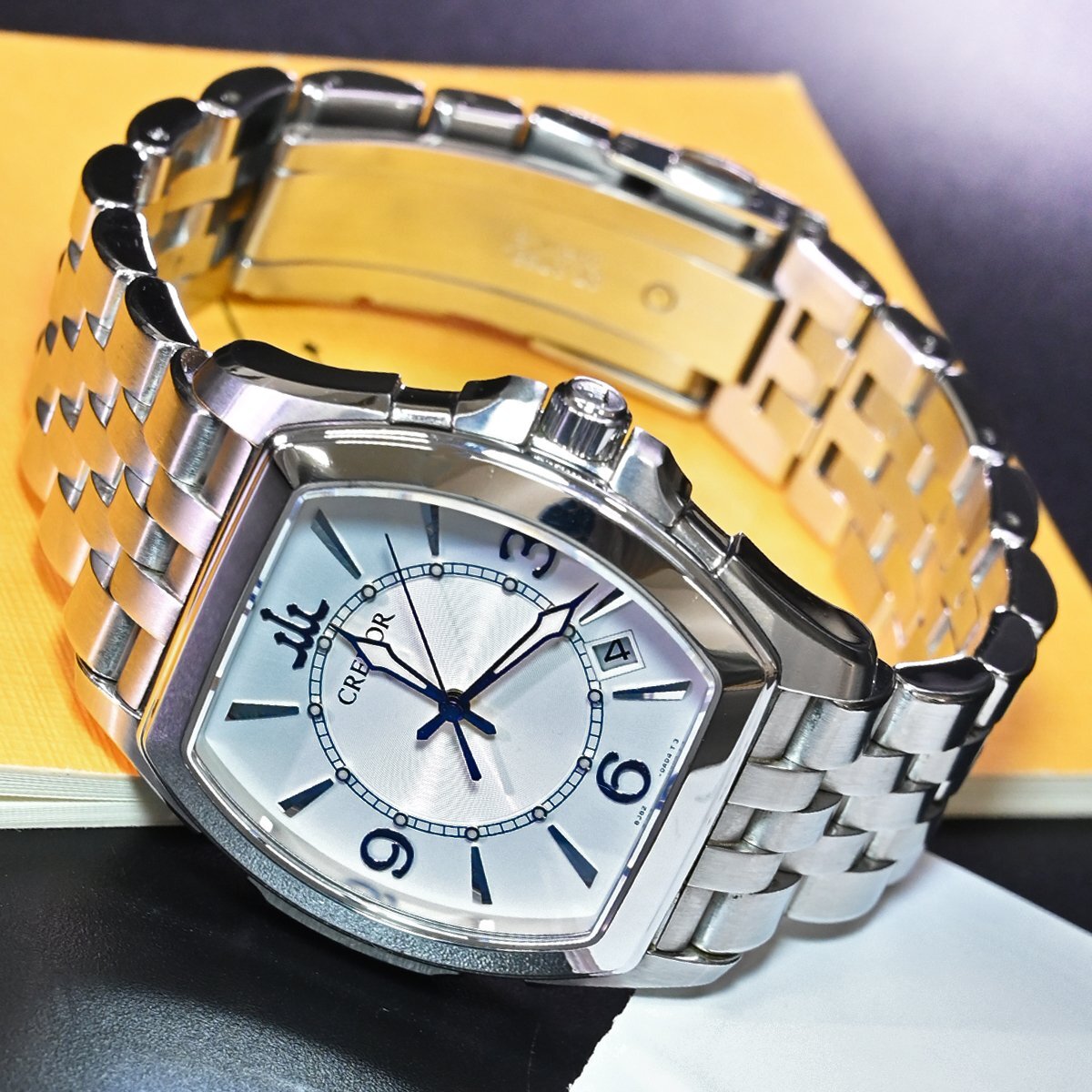 本物 超美品 セイコー 8J82-0AC0 GCAX985 クレドール パシフィーク デイト メンズウォッチ 男性用腕時計 純正ブレス 保証書 取説付 SEIKOの画像2