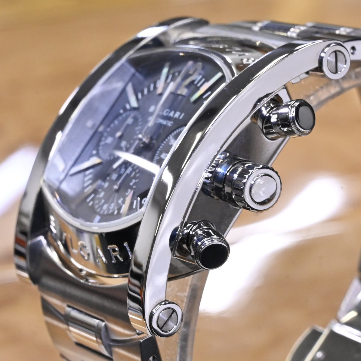 本物 超美品 ブルガリ AA48C14SSDCH アショーマ48 オートマチック クロノグラフ メンズウォッチ 男性用腕時計 純正SSブレスレット BVLGARI
