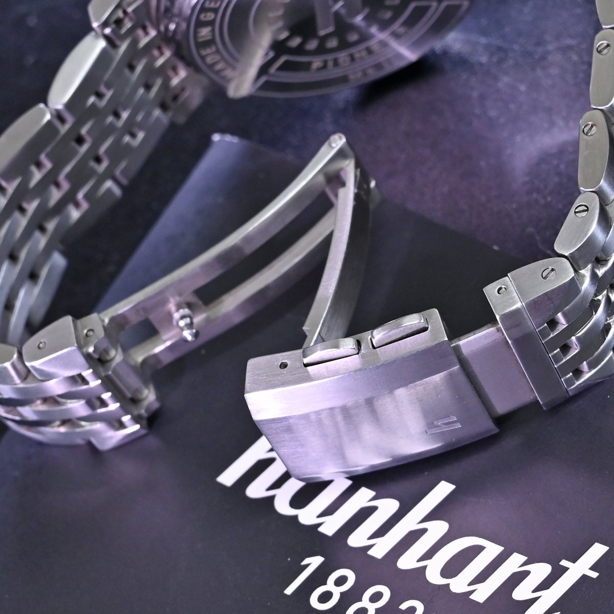 本物 極上品 ハンハルト 716.200 リバースパンダ パイオニア マークII クロノグラフ メンズウォッチ 男性用自動巻腕時計 箱 保証書 hanhartの画像8
