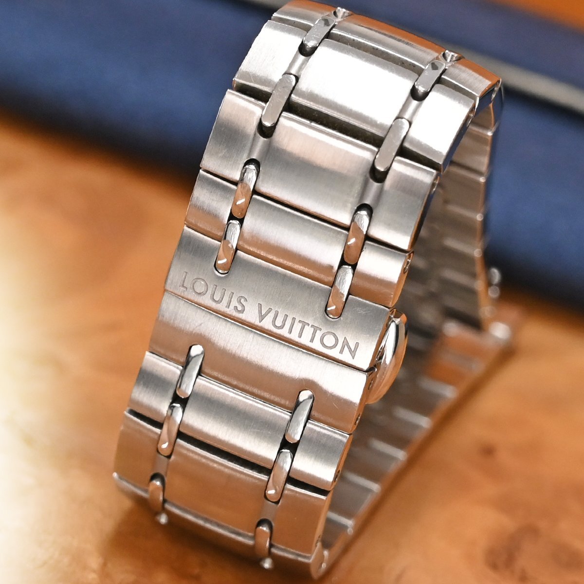 本物 極上品 ルイヴィトン 純正品 現行最新型 ワンタッチ式 メンズ タンブール GM ステンレスブレスレット 腕時計 ウォッチベルトの画像4
