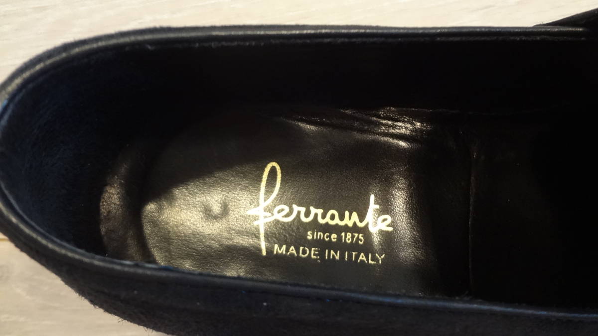  очень красивый товар Ferrante/fe Ran teELEGANT/ elegant замша туфли без застежки темно-синий размер 5(24.0-24.5cm соответствует )