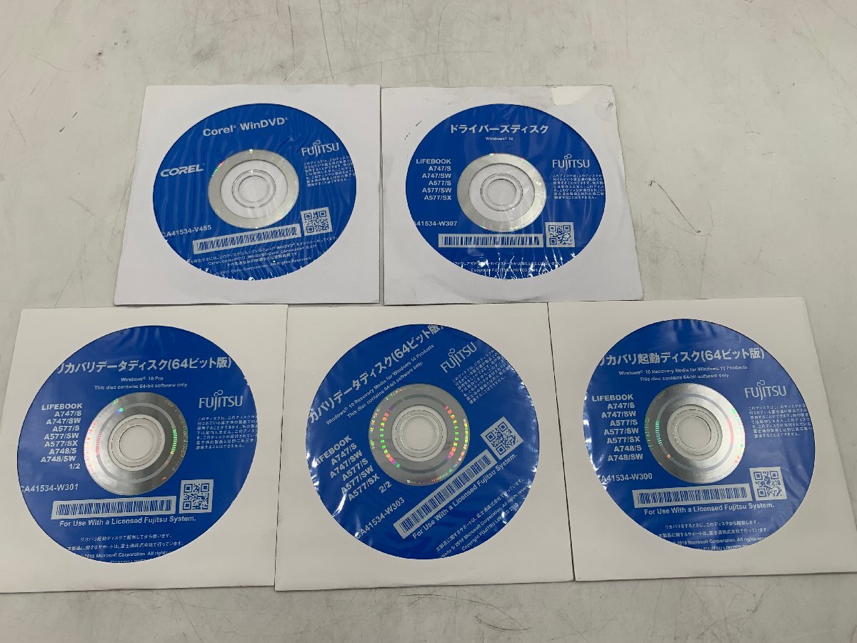 富士通 LIFEBOOK A747/S /SW A577/S /SW SX A748/S /SW Windows 10 Pro 64bit リカバリディスクセット DVD 5枚組の画像1
