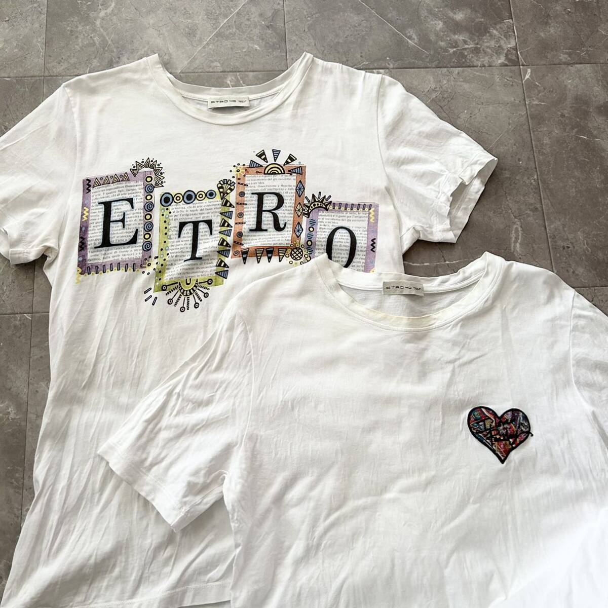 ETRO エトロ Tシャツ 半袖Tシャツ 白 ホワイト 40 2枚セット_画像1