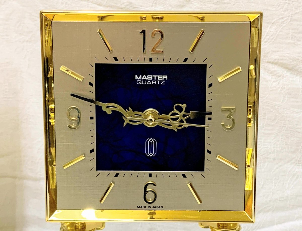 13961/MASTER マスター クオーツ 置時計 振り子時計 ゴールド アンティーク ジャンク_画像2