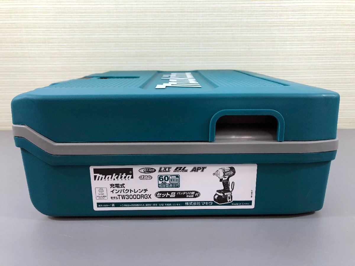 □未開封品□makita 充電式インパクトレンチ TW300DRGX セット品 バッテリ2個・充電器付 ボディカラー：青（10424032804883WY）の画像1