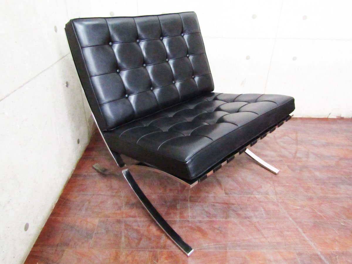 展示品/Knoll/最高級/ミースファンデルローエ/Barcelona Chair/バルセロナチェア/黒総革/デザイナーズモダン/1人掛けソファ/125万/eee5808kの画像2