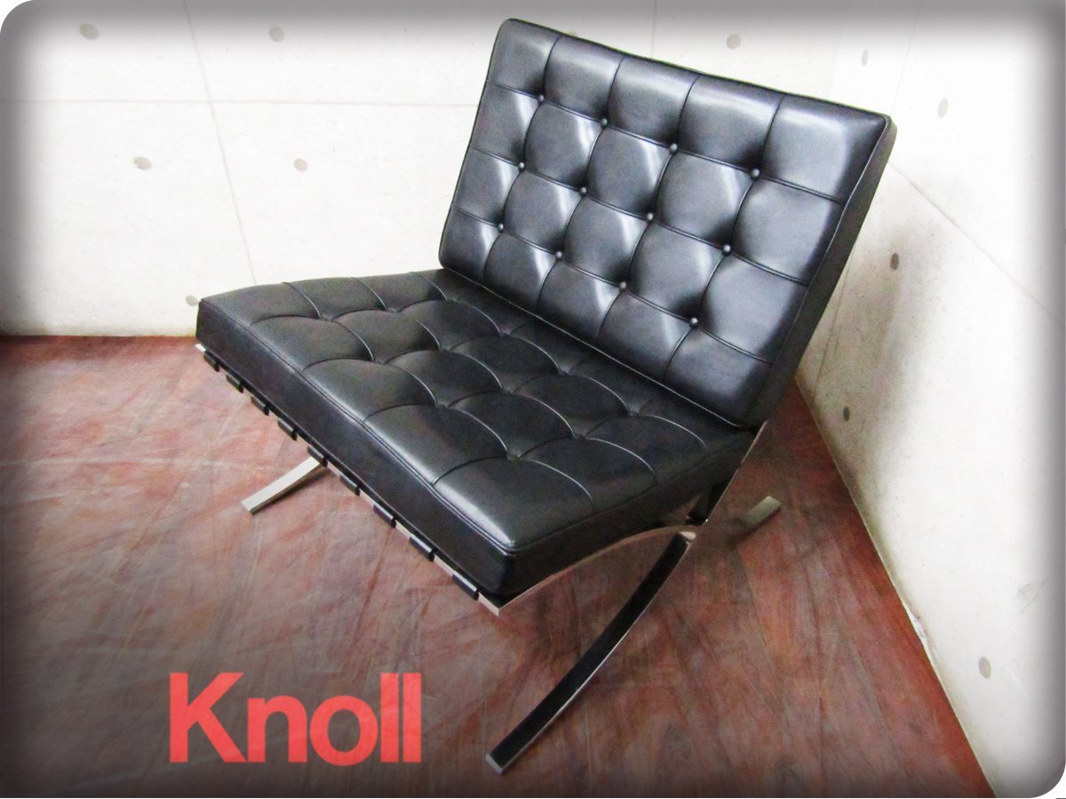 展示品/Knoll/最高級/ミースファンデルローエ/Barcelona Chair/バルセロナチェア/黒総革/デザイナーズモダン/1人掛けソファ/125万/eee5808kの画像1