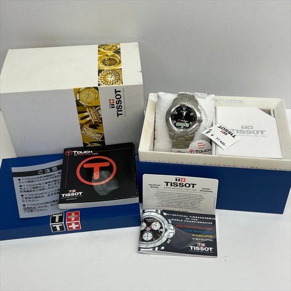 激安正規 TISSOT 箱付き 新品未使用 デッドストック品 動作未確認 黒文字盤 クォーツ QZ メンズ腕時計 T33.1.588.51 T-タッチ T-Touch ティソ ティソ
