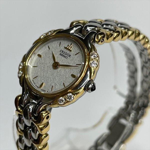 SEIKO セイコー CREDOR クレドール 2J80-0020 レディース腕時計 QZ クォーツ SS×18KT 18金 コンビ 白系文字盤 ダイヤベゼル 稼働品 美品の画像3