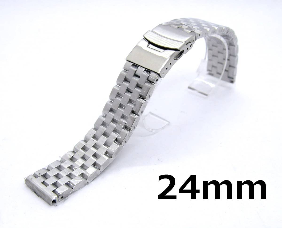 腕時計 5連 直カン エンジニア 交換ベルト 24mm シルバー ステンレス製の画像1