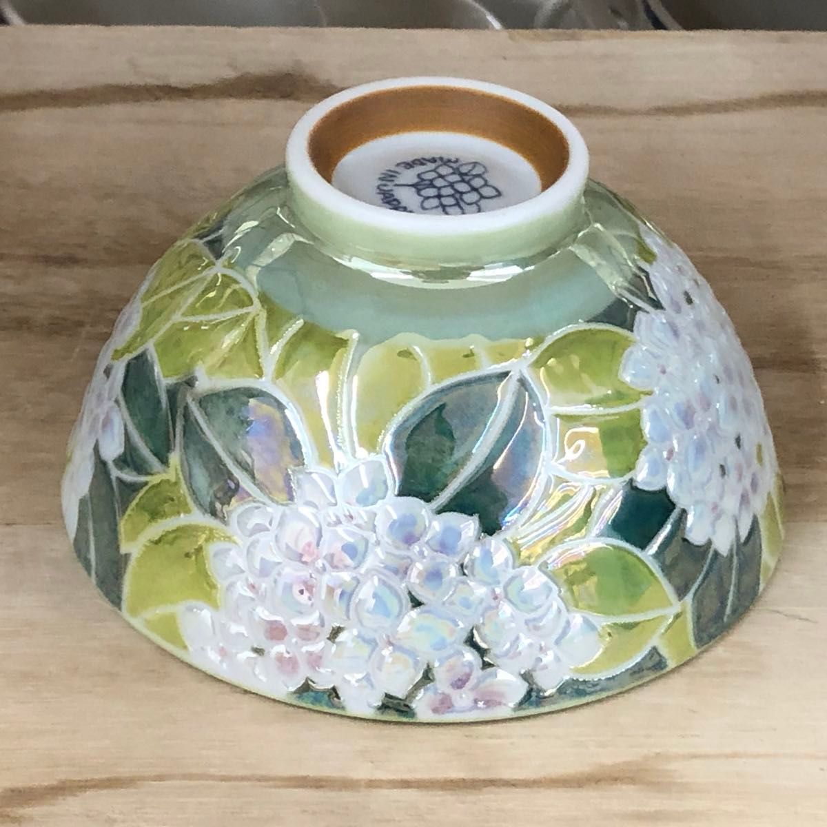 2個セット　美濃焼ご飯茶碗　ラスター茶碗　紫陽花グリーン