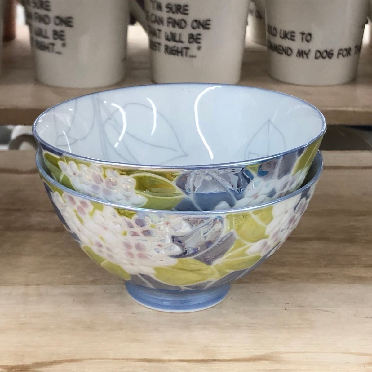 2個セット　美濃焼ご飯茶碗　ラスター茶碗　紫陽花ブルー