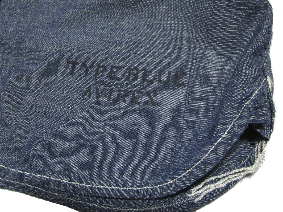 【アヴィレックス】 インディゴシャンブレーシャツ バックプリント サイズXL AIR FORCE TYPE BLUE AVIREX 上野商会の画像5