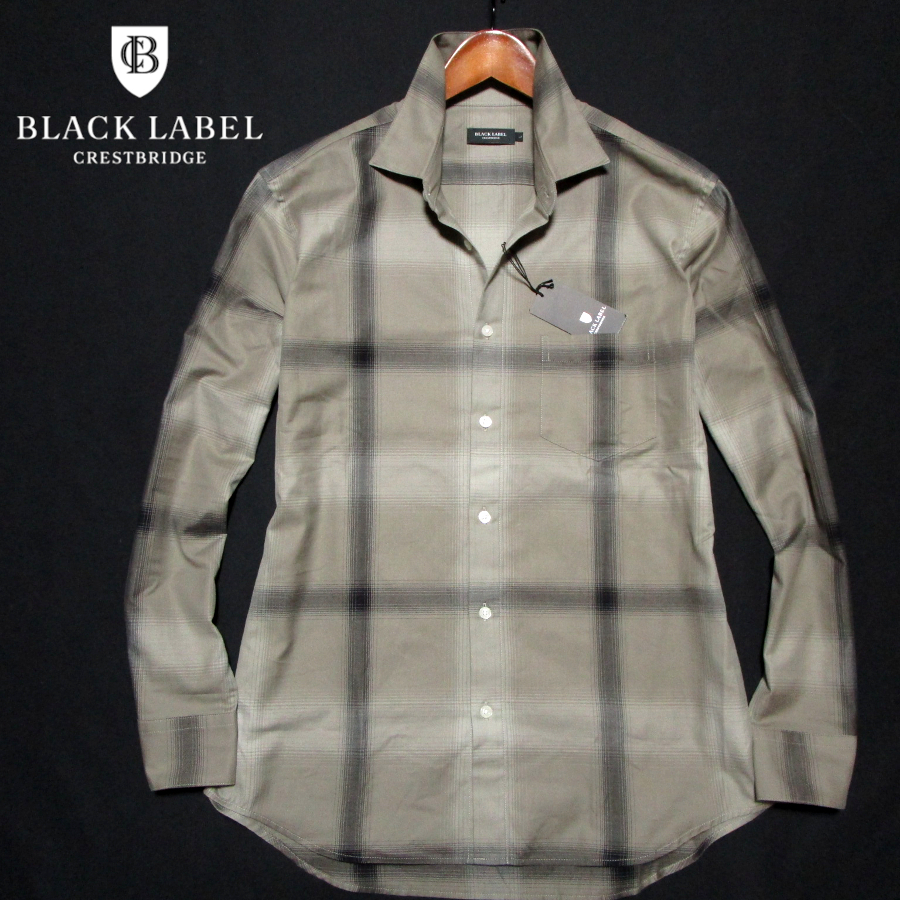  new goods [ Black Label k rest Bridge ] regular price 2.7 ten thousand CB check long sleeve shirt size L gray BLACK LABEL CRESTBRIDGE